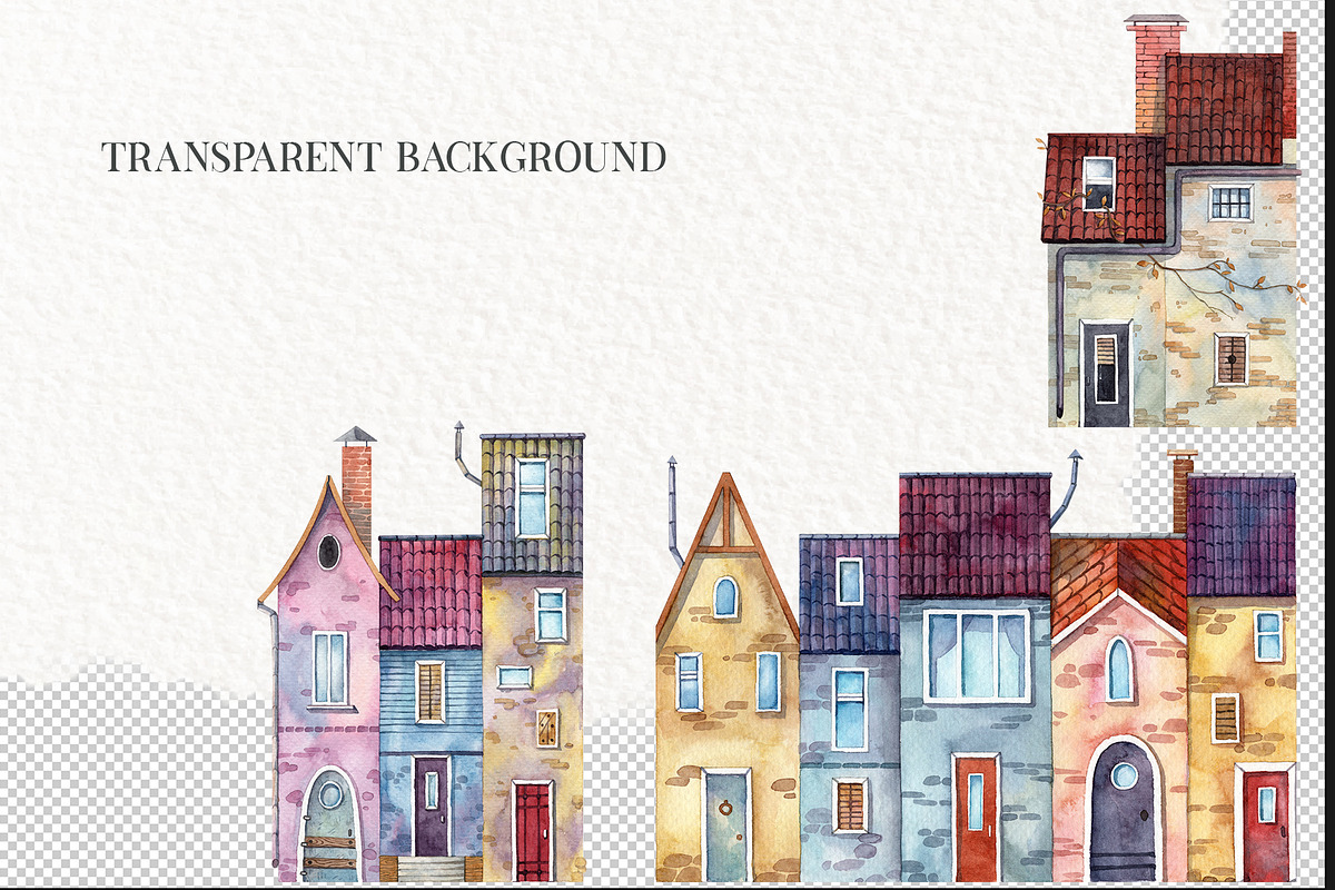 Colorful front view houses PNG, an Illustration by Dashamoony (Photo 3 of 3)