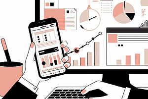Digital workspace showing data analysis on computer and smartphone in modern of, a Photo by AS photostudio
