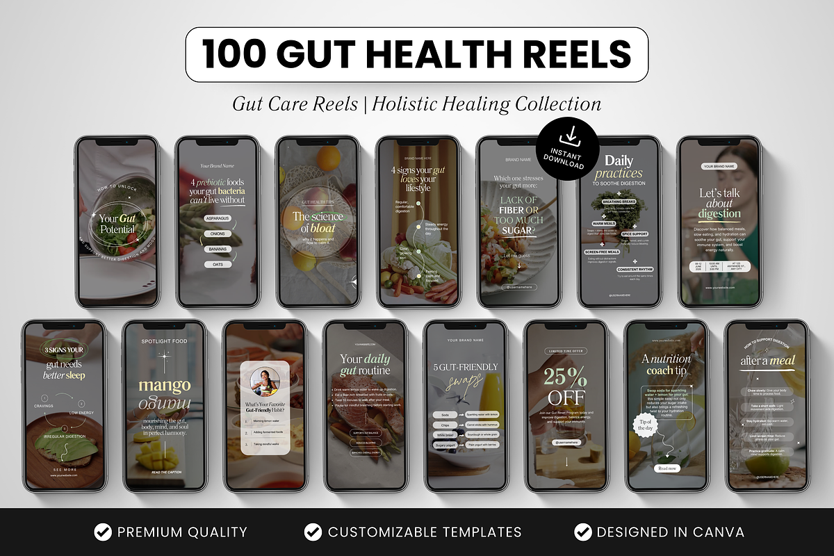 100 Gut Health Reels Templates
