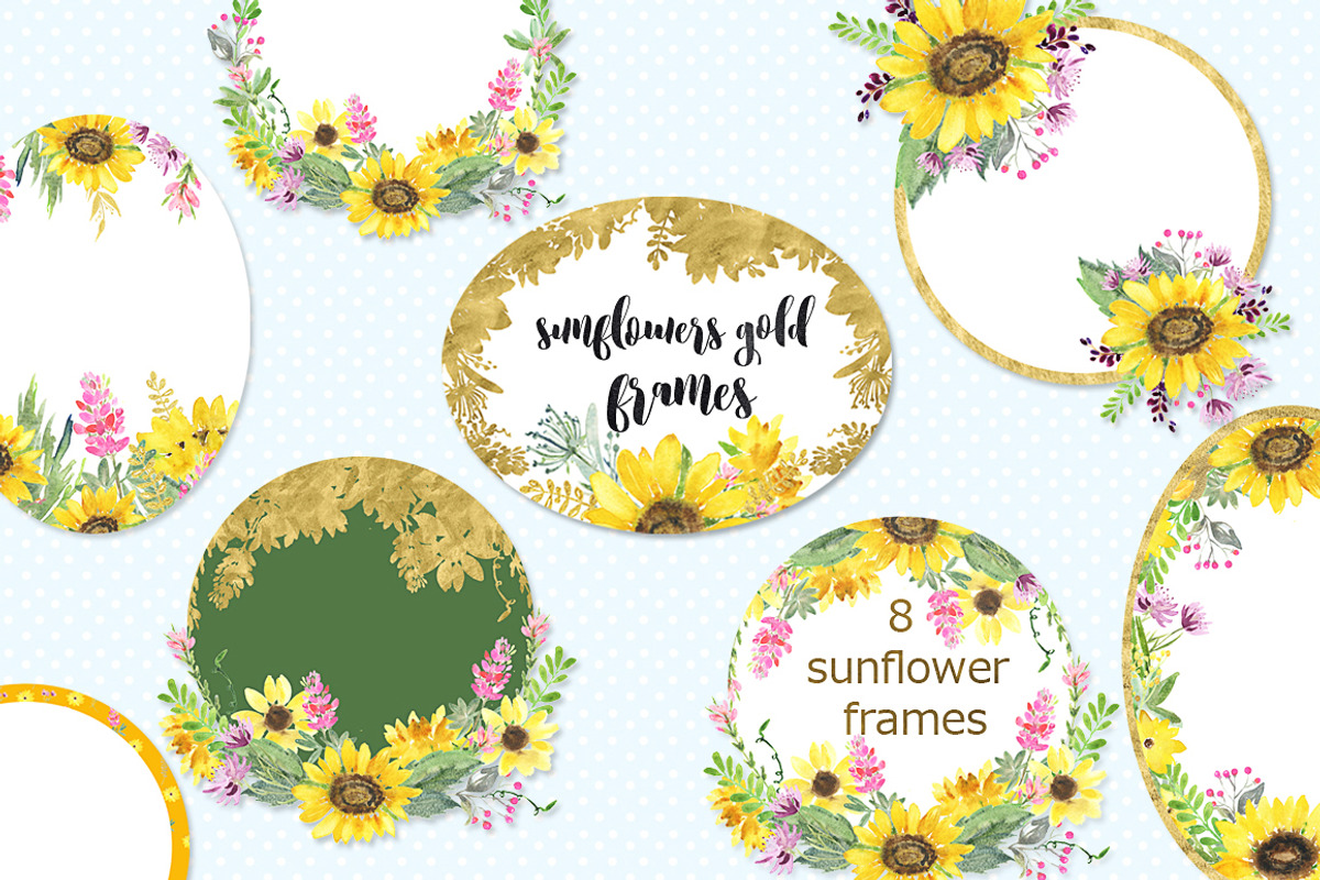 -50% Sunflowers watercolor flowers, a Texture Illustration by LABFcreations (Photo 3 of 11)