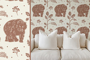 Linocut Animals rustic patterns, an Animal Illustration by Carpet Tapete Pretzel (Thumbnail 14 of 17)