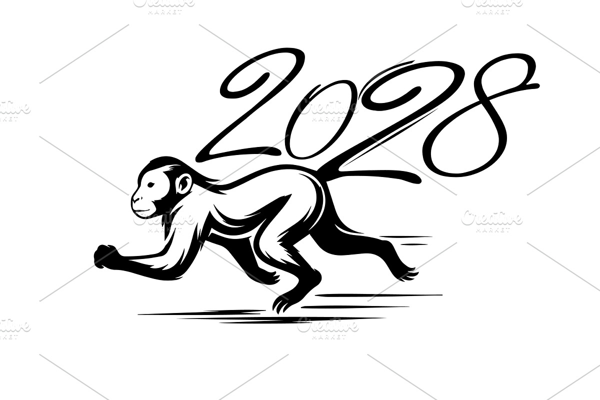 Happy New year of the monkey 2028, an Object Illustration by Nenahliadava Design