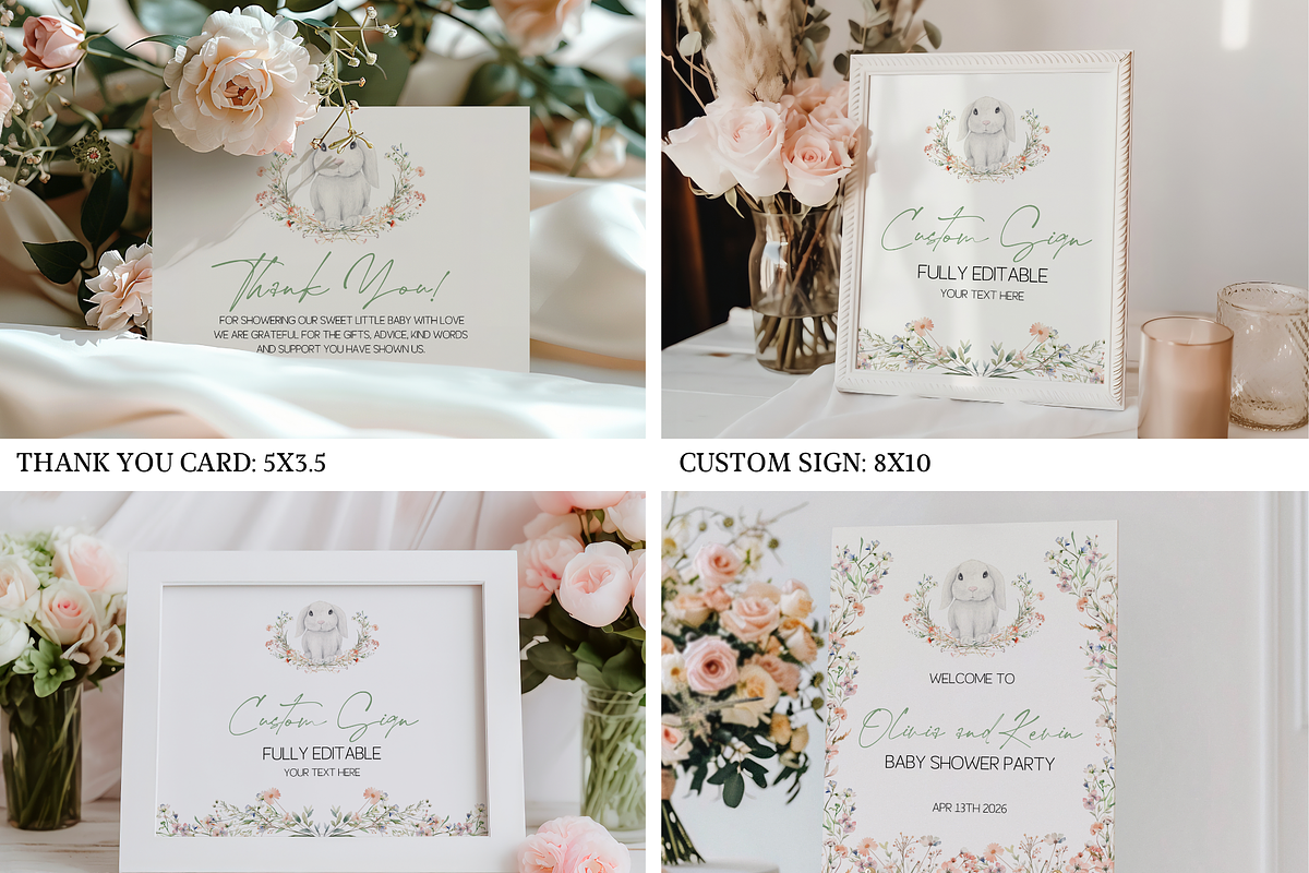 Spring Rabbit Baby Shower Bundle, an Invitation Template by Digital_Mind (Photo 3 of 9)