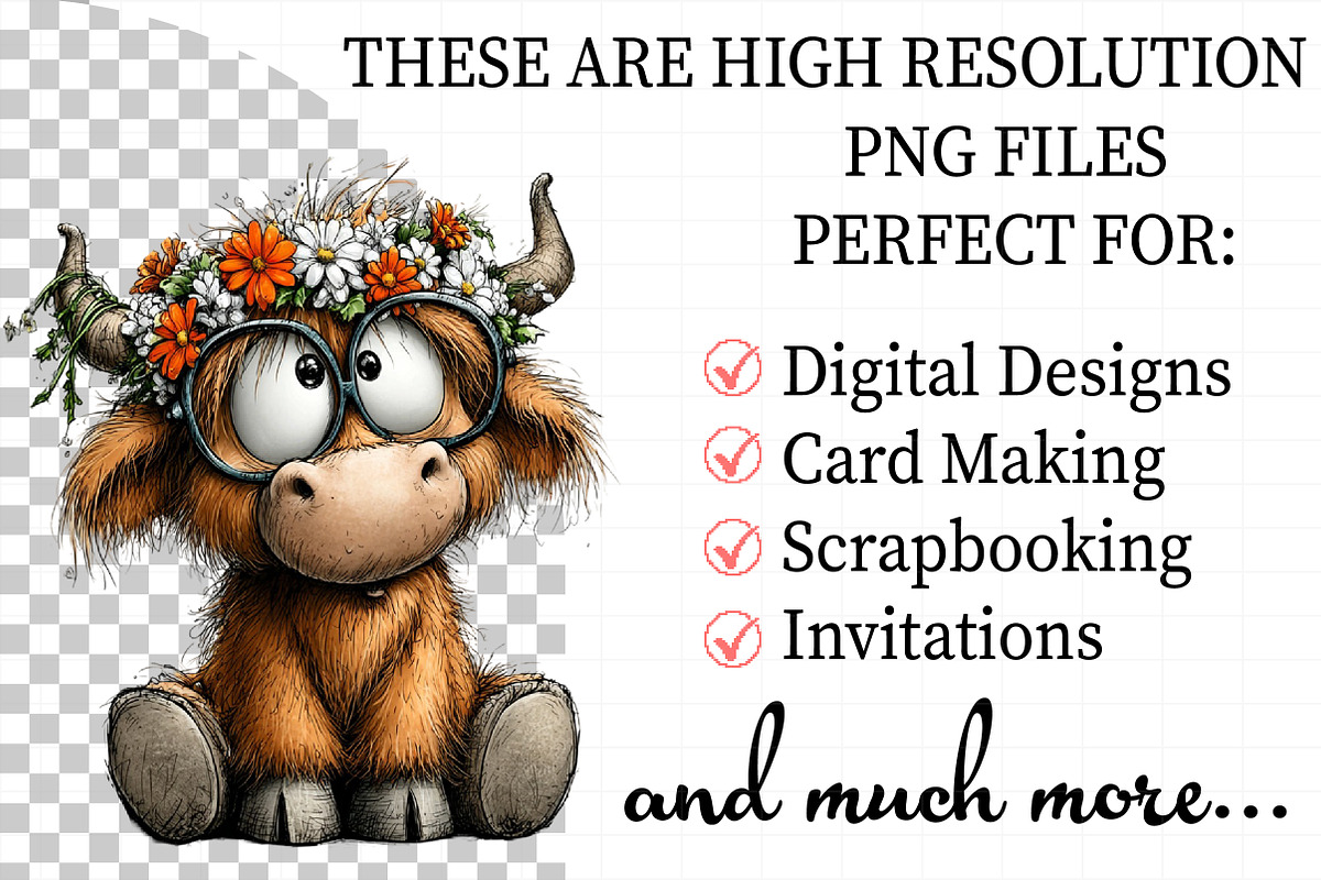 Whimsical Highland Cow Clipart, an Illustration by Daily.Designs (Photo 2 of 5)