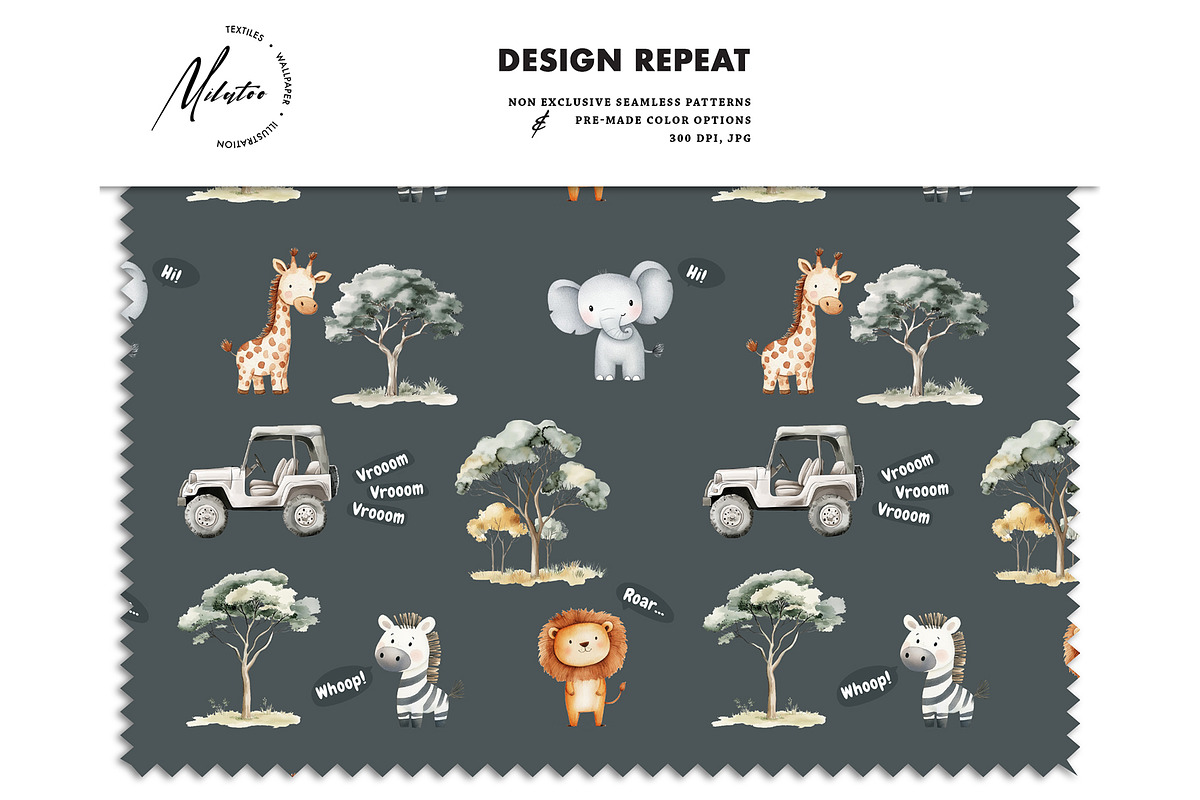 Safari animals wildlife pattern, a Pattern Graphic by Milatoo (Photo 4 of 6)