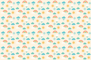 Cute Cloud Rainbow Rain Pattern, a Pattern Graphic by Mightyfire