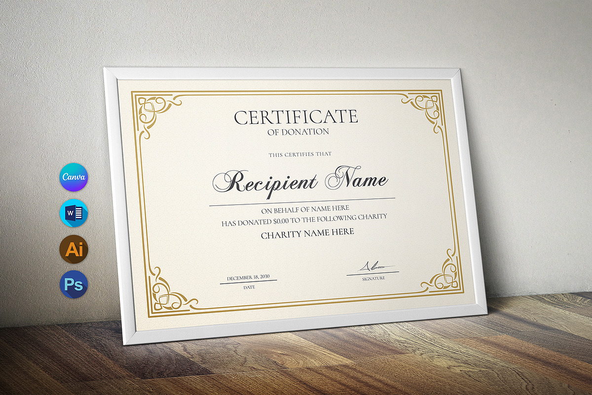 Donation Certificate, a Stationery Template by DesignDevisers (Photo 1 of 10)