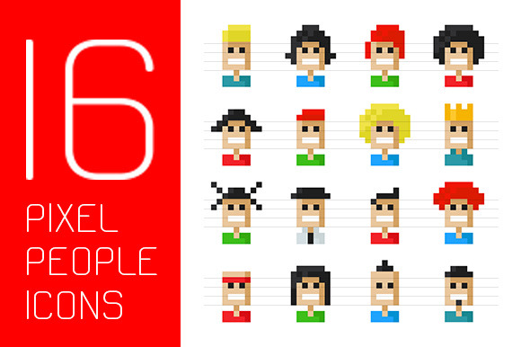 16 Pixel People Icons