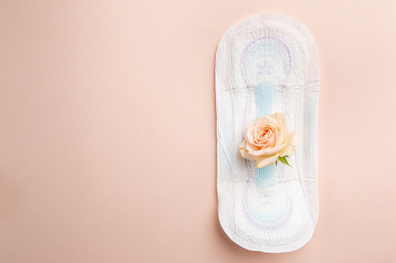 White sanitary pad featuring pad, sanitary, and period, a Health & Medical Photo by piter.goskov