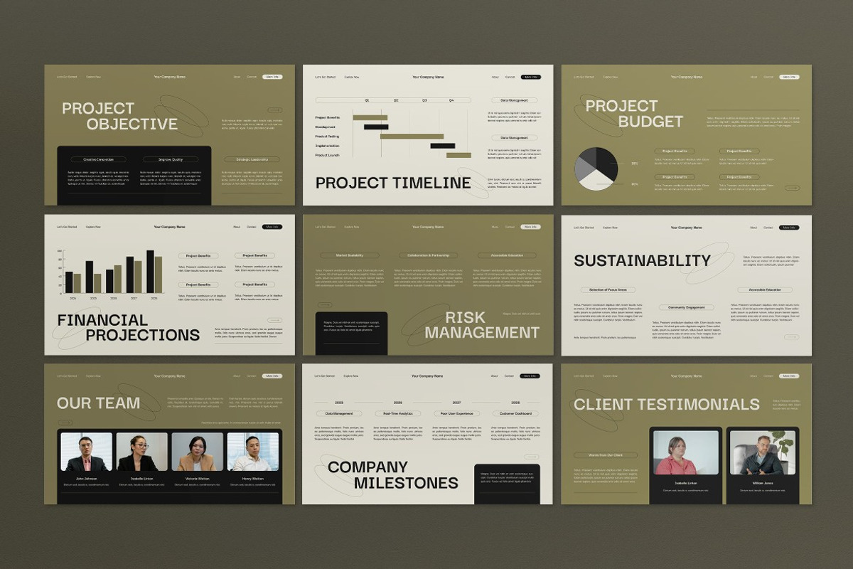 Cream Green Project Proposal PPT, a Presentation Template by graphicook (Photo 3 of 4)