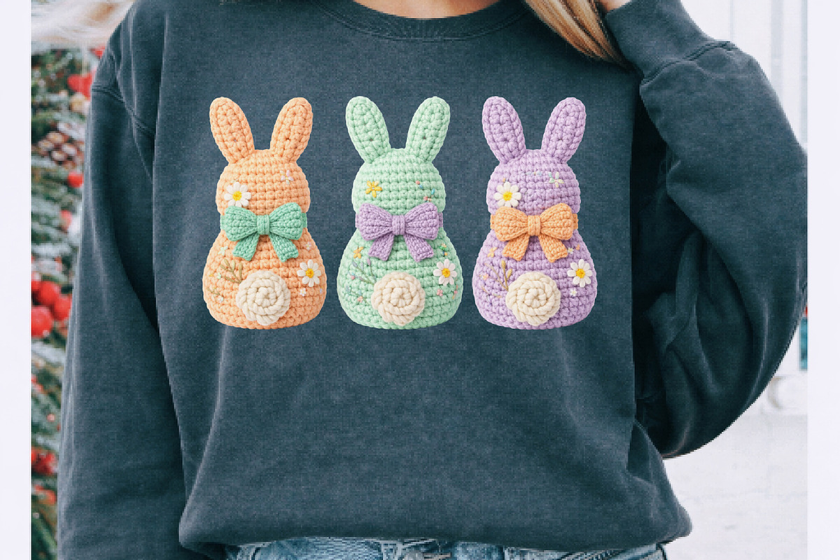 Faux Yarn Easter Bunnies png, an Illustration by Watercolor design (Photo 4 of 6)