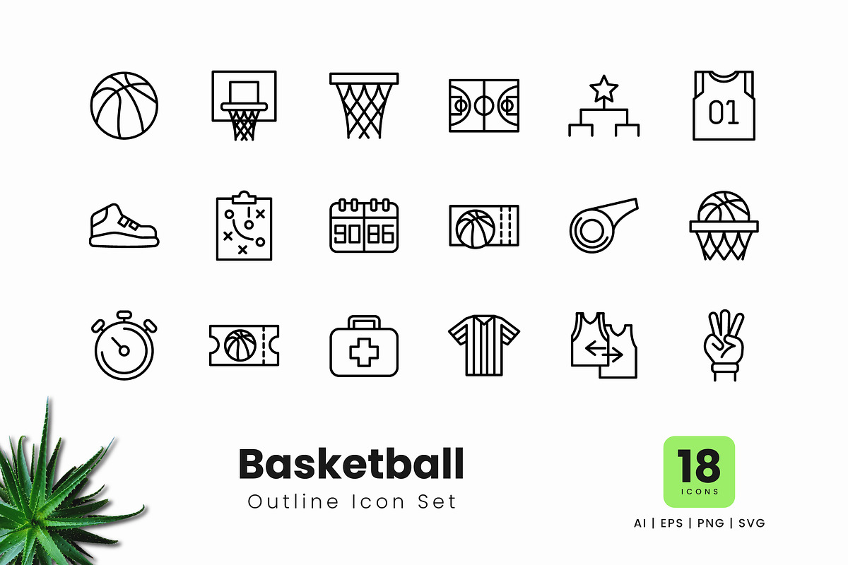 Basketball Outline Icons, an Outline Icon by Zeer Graphic (Photo 2 of 2)