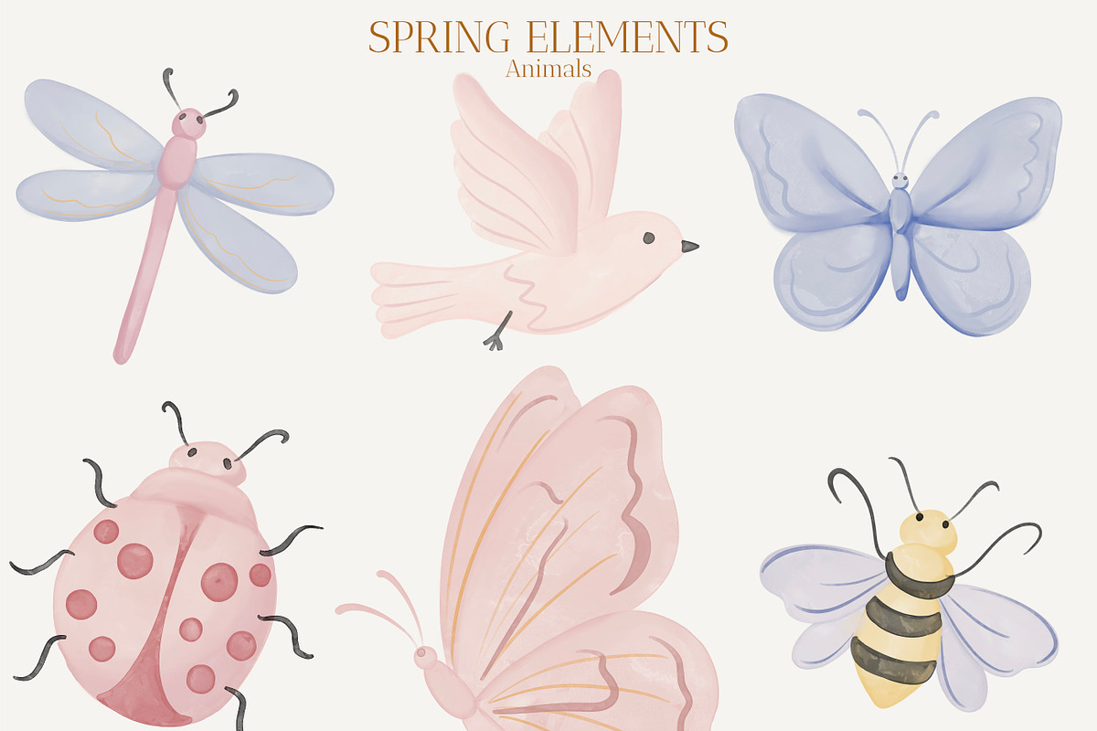 Spring Whimsical Watercolor Clipart, a Seasonal Illustration by Adora ARTS (Photo 3 of 10)
