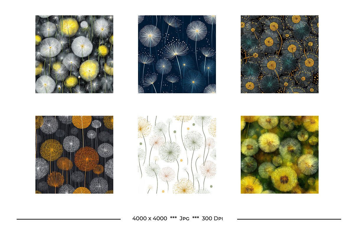 Dandelion Retro Art Style Patterns, a Pattern Graphic by karenfoleyphoto (Photo 4 of 13)