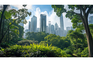 Urban Park With Tall Buildings