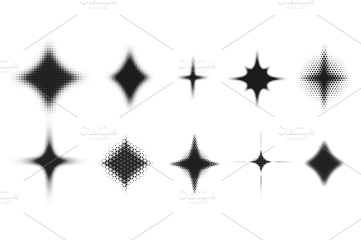 Halftone spark shapes. Abstract, an Object Illustration by winwin.art