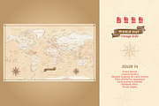World Map Vector - Vintage Style, an Education Illustration by AdrianDragne (Thumbnail 1 of 4)