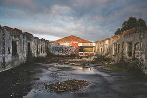 Ruined building stock photo containing building and city
