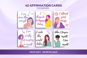 Positive Affirmation Cards for Women, a Card Template by SimoDigitalArt