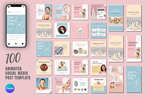 100 Animated Skincare Social Media, a Social Media Template by TheBrightGrap