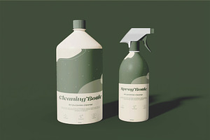 Cleaning & Spray Bottles Mockup, a Household Mockup by skybluecreative