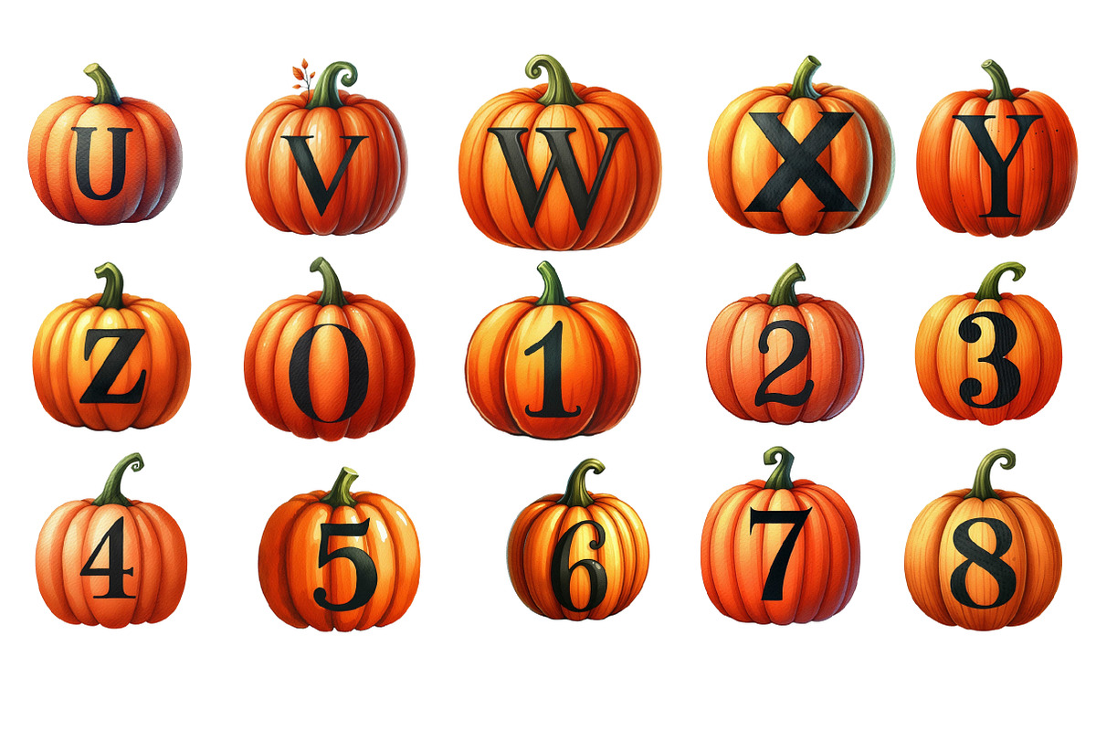Pumpkin Letter Sublimation Bundle, an Illustration by Designworld (Photo 2 of 5)