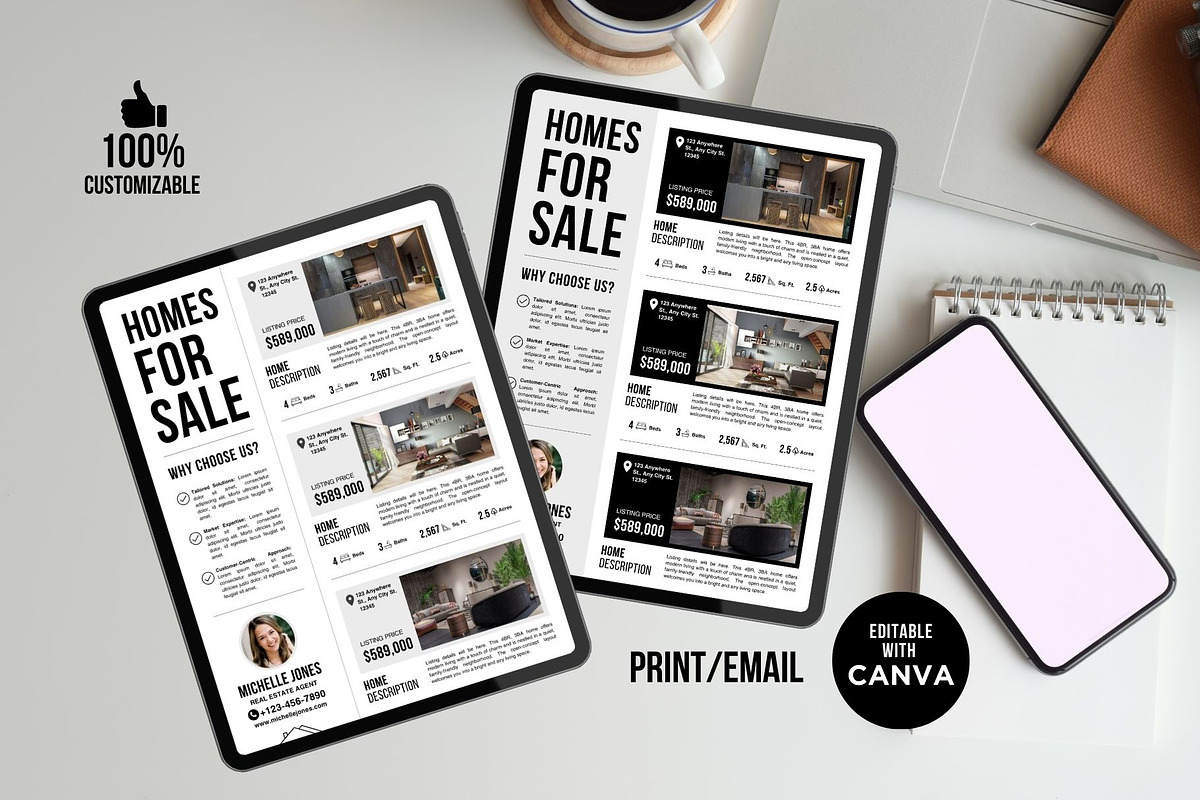 Homes for Sale Flyers Canva Template, a Flyer Template by CreativeVinesStore (Photo 3 of 8)