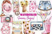 Summer Cowgirl Sublimation Clipart, an Illustration by Watercolor design (Thumbnail 1 of 6)