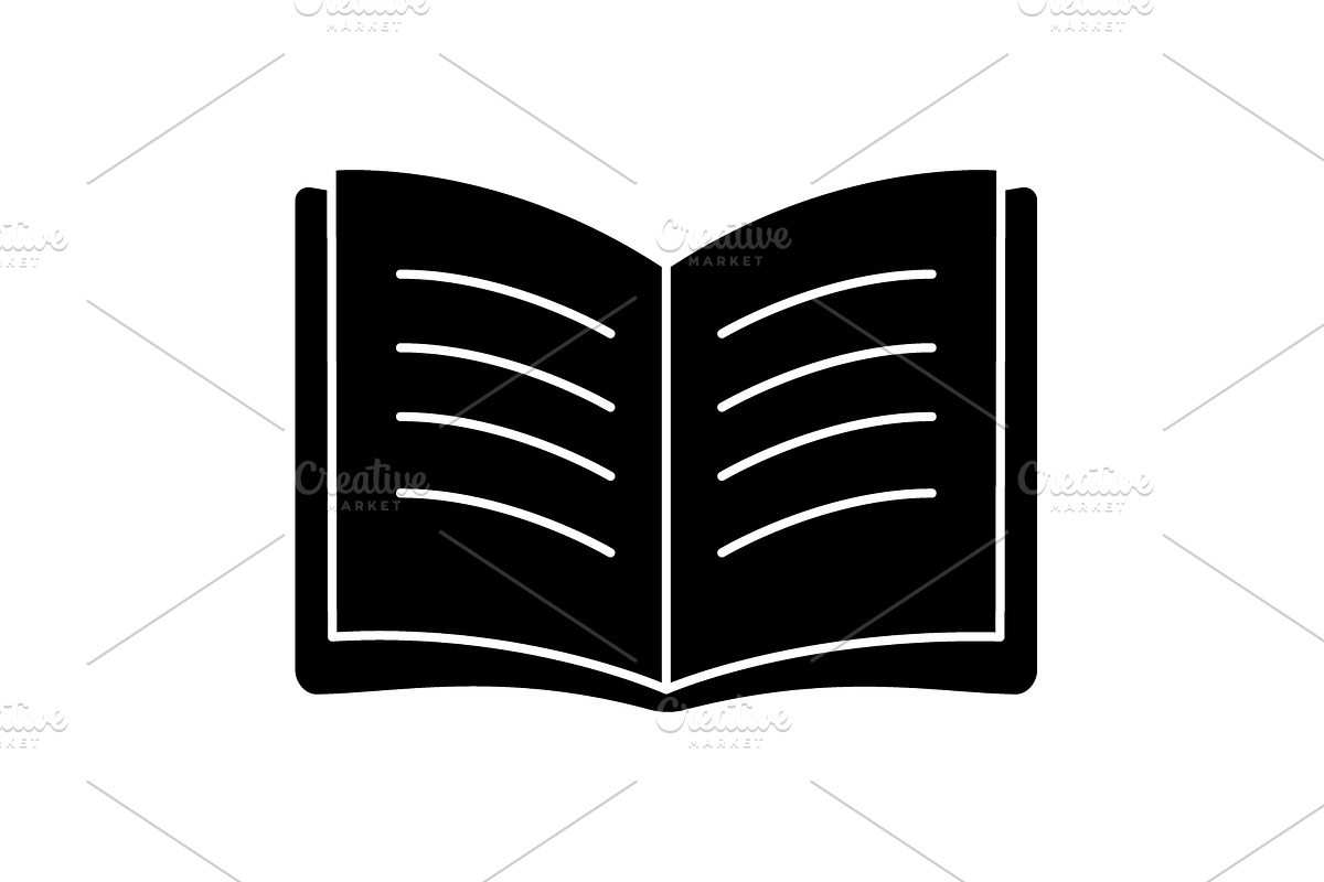 Black silhouette of an open book, an Education Illustration by GraphiShop