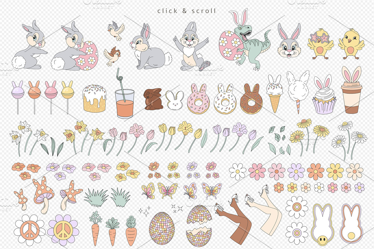Retro Hippie Groovy Easter Spring, an Illustration by @olga.angelloz (Photo 2 of 2)