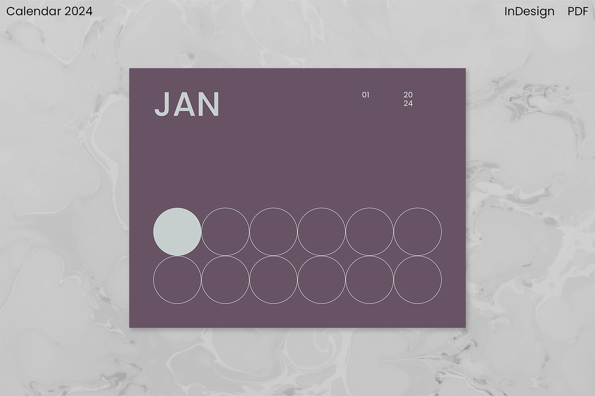 Minimalist Calendar 2024 (InDesign), an Object Graphic by Kessens (Photo 4 of 28)