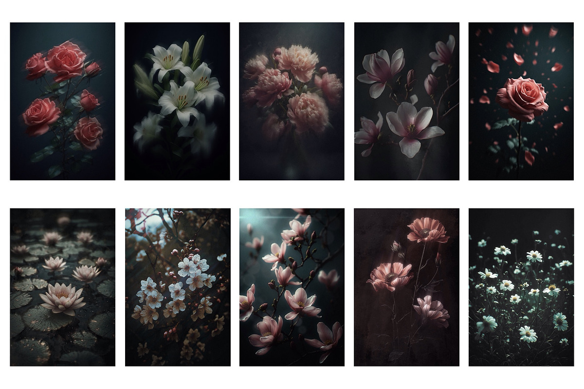 Dark Florals Backgrounds, a Background Graphic by Victoria Obscure (Photo 3 of 3)