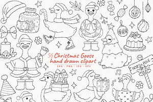 Christmas Goose Outline SVG, an Animal Illustration by TitaLivingArt