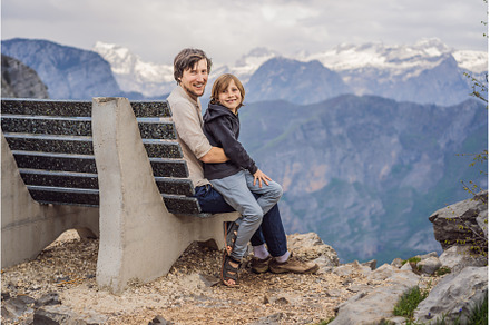 Father and son tourists on, a Nature Photo by Elizaveta Galitskaya