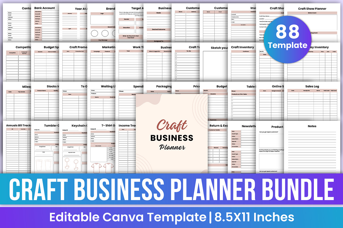 Craft Business Planner Bundle Canva, a Stationery Template by Mustafiz (Photo 1 of 8)