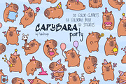 Cute Capybara Party, an Animal Illustration by Palau (Thumbnail 1 of 12)