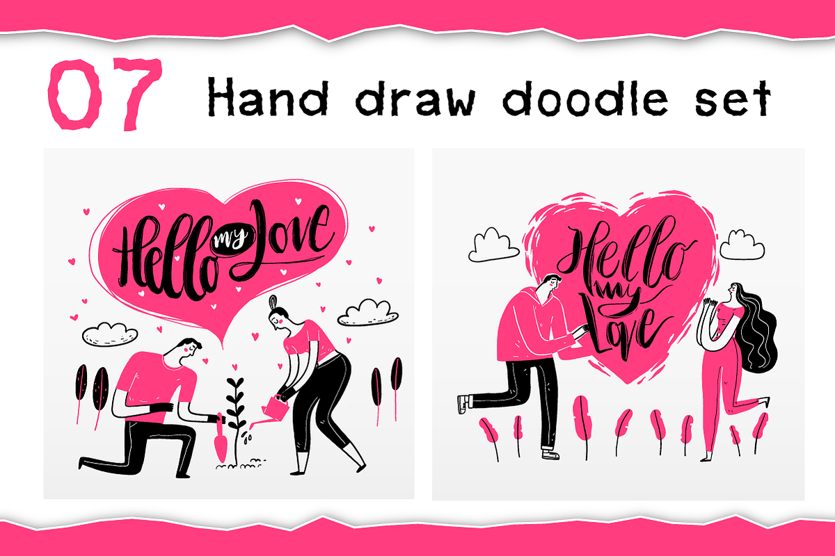 Hand Draw Couples in Love Doodle Set, a Person Illustration by Huza Studio (Photo 8 of 8)