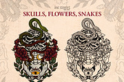 Skulls, Flowers and Snakes | Vintage, a Decorative Illustration by Ink Stories (Thumbnail 5 of 12)