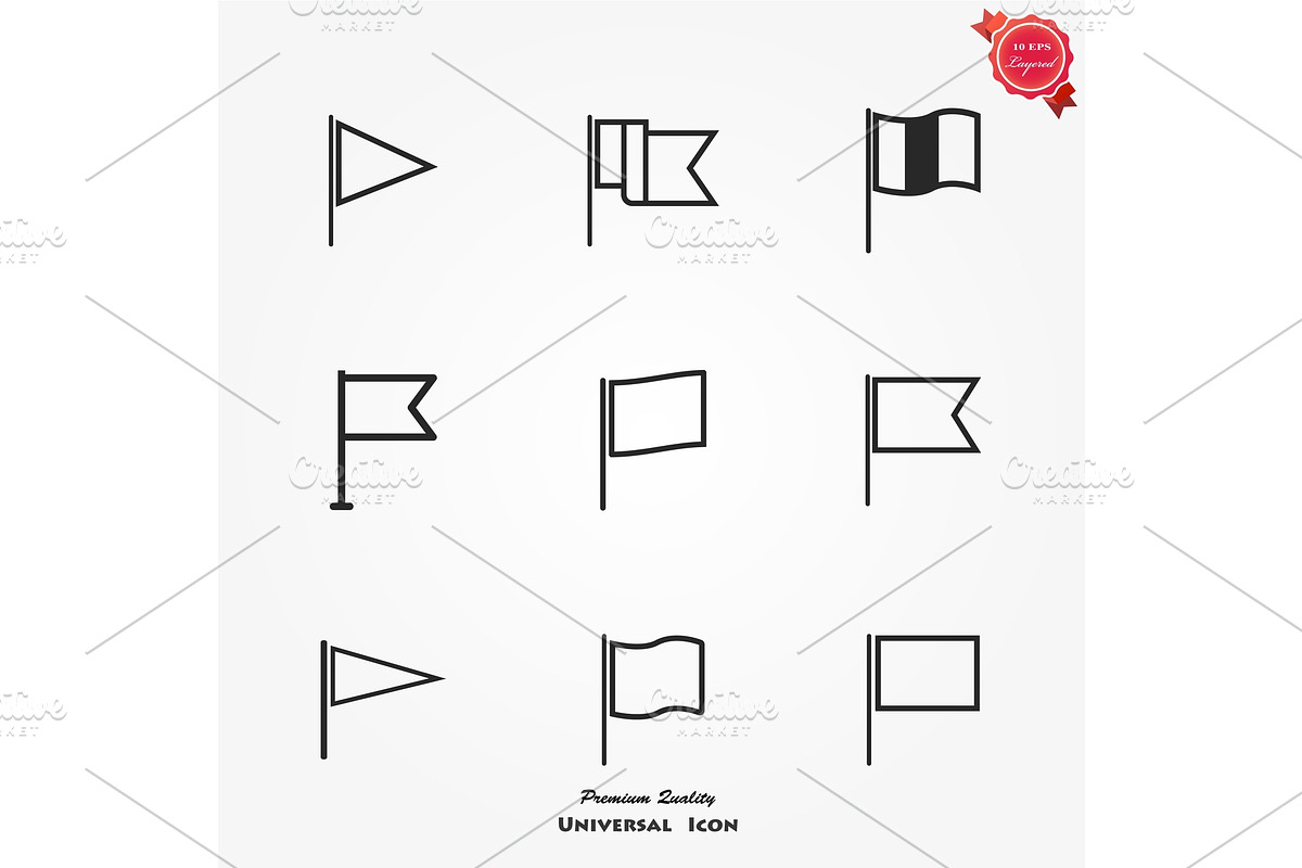 Waving Flag Icons for Banners, an Object Graphic by GraphicHouse
