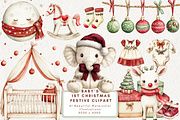Baby’s 1st Christmas Festive Clipart, an Illustration by NadiaTheronArt (Thumbnail 1 of 4)