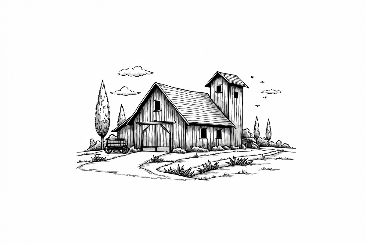 Vintage Farmhouse Sketch Bundle, an Illustration by hafijul (Photo 2 of 7)