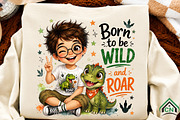 Cute Boy Born to Roar Wildly PNG, a Seasonal Illustration by Craft Nest (Thumbnail 2 of 6)