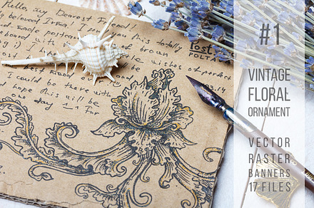 Vintage floral ornament pack