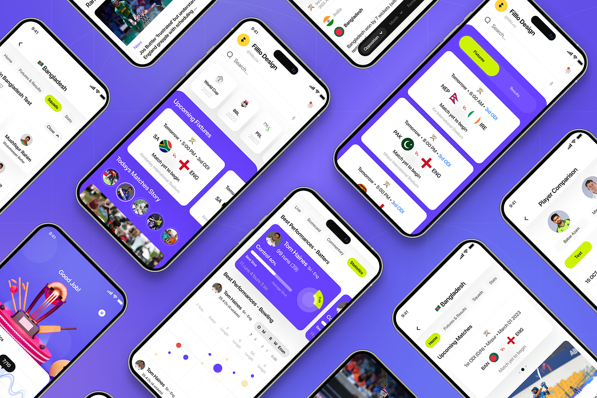 Filllo - Cricket live Score UI Kit, an UI Kit Template by floxui (Photo 6 of 8)