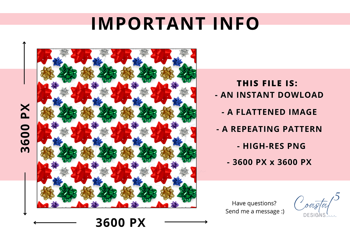 Christmas Bows Seamless Pattern, a Pattern Graphic by Coastal 5 Designs (Photo 3 of 3)