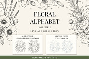 Floral Alphabet Line Art Vol 2, a Decorative Illustration by AW Studios (Thumbnail 1 of 6)