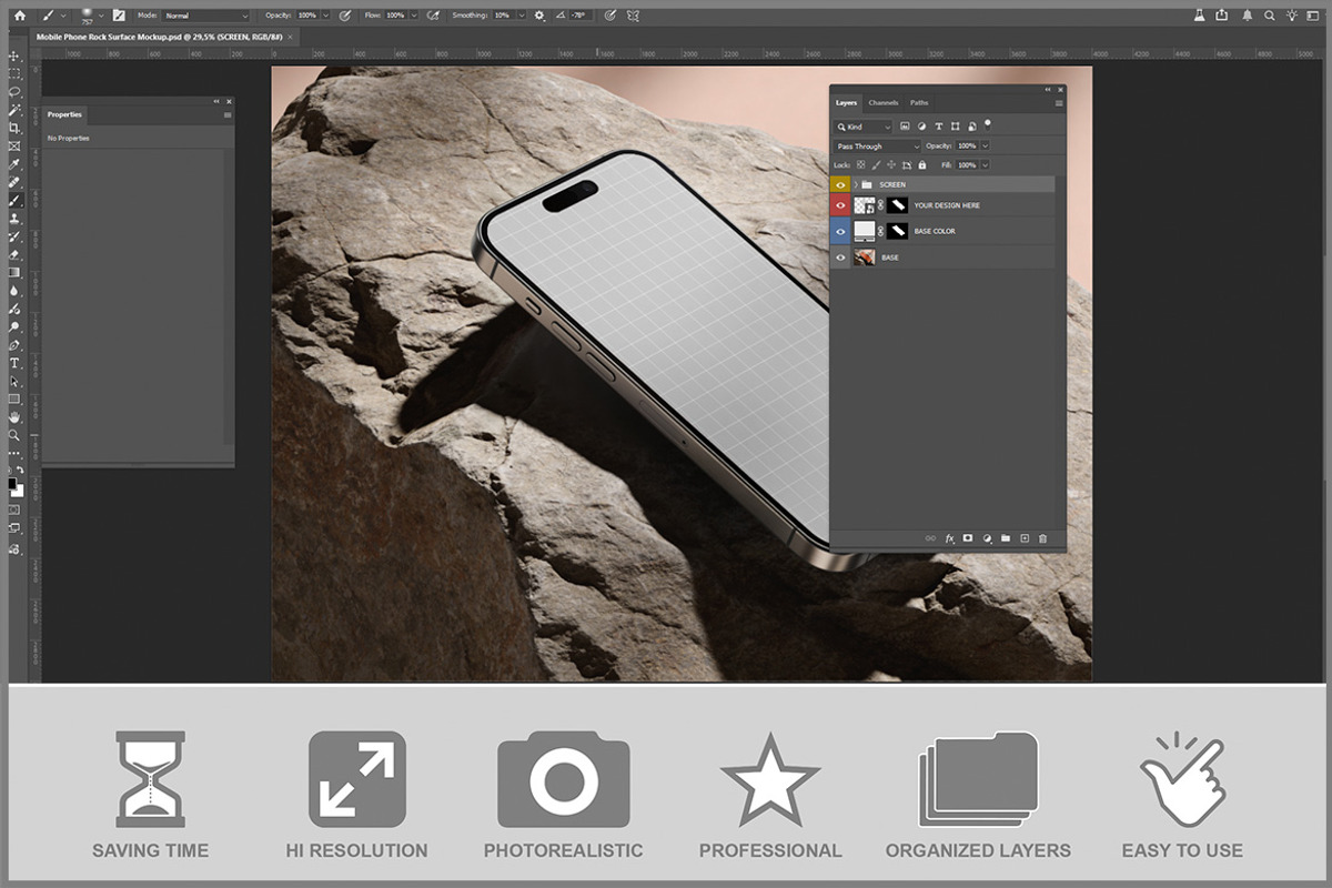 Mobile Phone Rock Surface PSD, a Device Mockup by Bruno's Shop (Photo 2 of 3)