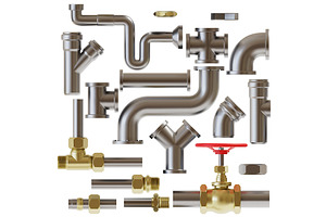 Steel Metallic Pipes Set. Vector