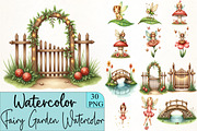 Fairy Garden Watercolor Clipart, an Illustration by CrexoraLab (Thumbnail 1 of 5)