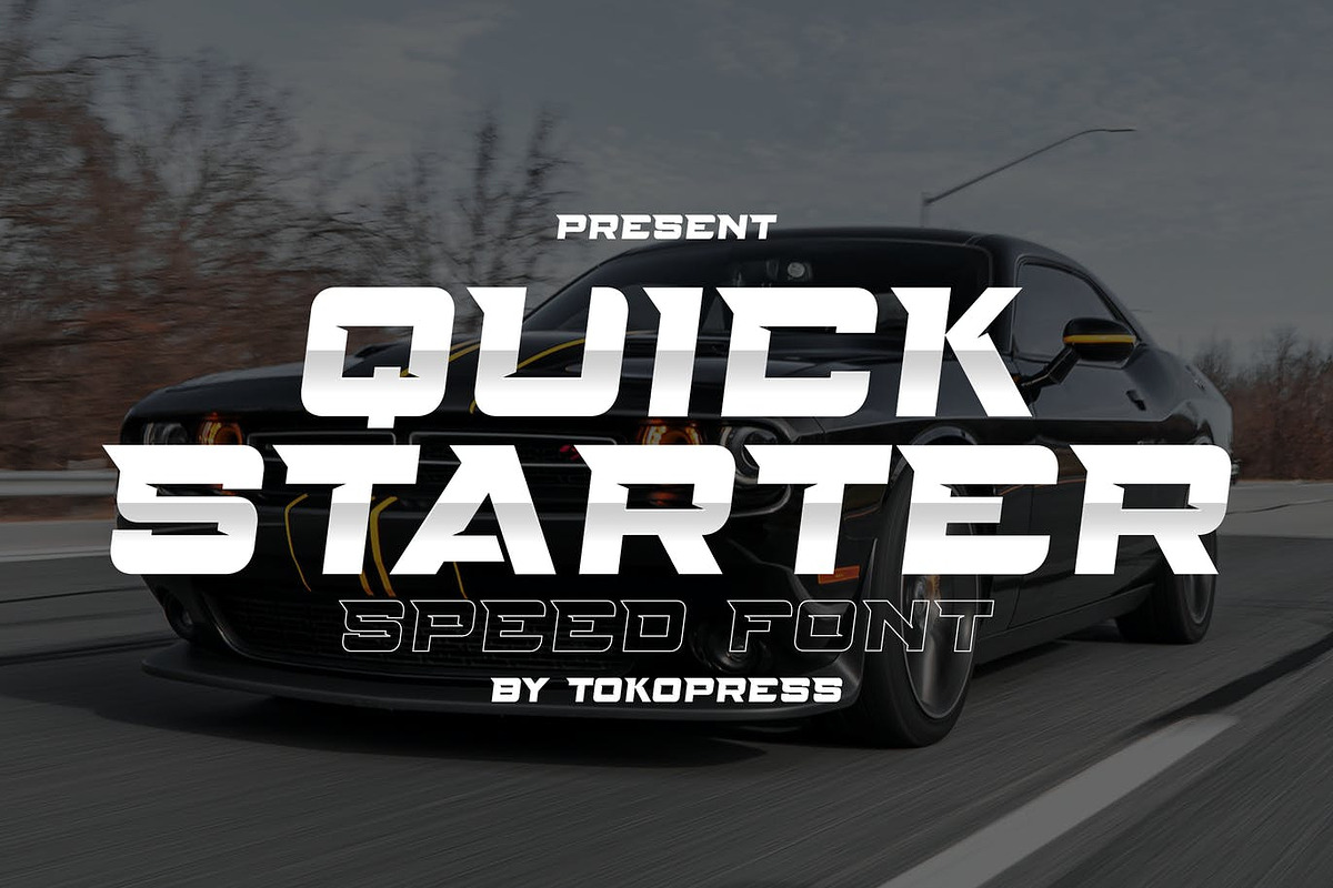 QUICKSTARTER - Racing Gaming font, a Sans Serif Font by TokoPress (Photo 1 of 10)
